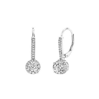 LuvMyJewelry Meadowlark Pave Round Diamond Drop Huggie Hoop Earrings in 14K Gold in 14K White Gold at Nordstrom