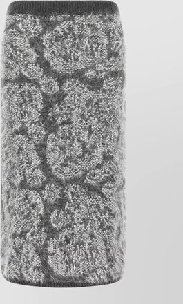 Nude jacquard knit midi skirt