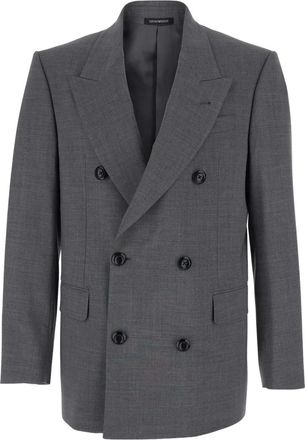 Emporio Armani Blazer doppiopetto con revers a lancia - Grigio