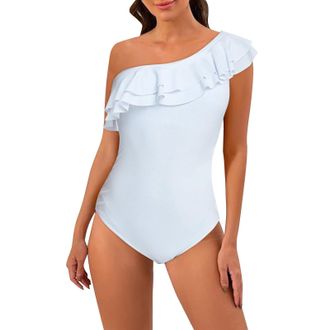 Generic Womens One Piece Swimsuit Poolside Lounge Summer Wedding Boyleg Bottom Retro High-Cut Leg Plus Size Tummy Control Swimsuit Swimwear for Pear Shaped Bo