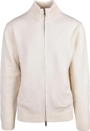Daniele Fiesoli Beige Merino Wool Zip Cardigan