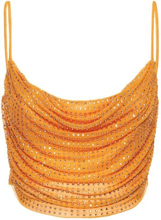 Self Portrait Top zonder mouwen met ruches - Dames - Tops zonder mouwen - Oranje - 3XS - Polyester - Tops