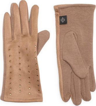 Nanette Lepore Rhinestone Knit Gloves in Taupe at Nordstrom Rack