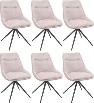 Hhg Lote De 6 Silla De Comedor Hhg 066, Silla De Cocina Sill&oacute;n Silla, Giratoria Autoposicionable Metal Tela/textil, Crema-beige