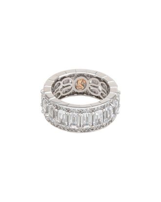 Suzy Levian Suzy Levian Silver Cz Emerald Cut Eternity Ring