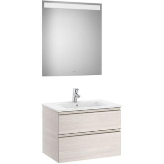 Roca Roca - Pack (mueble Base De Dos Cajones, Lavabo Central Y Espejo Led) The Gap