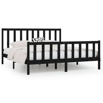Berkfield Home Bed Frame Black Solid Wood 200x200 cm
