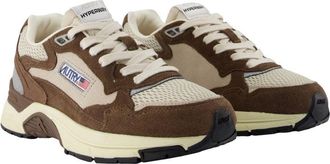 Autry Womens Hyperway Low Sneakers - Autry Leather Brown Calfskin Shoes