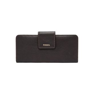 Fossil Womens Madison Slim Clutch Bifold Leather Wallet with Snap Closure & Multiple Card Slots (Black)