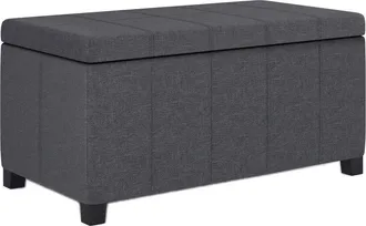 Simpli Home Dover 36In Contemporary Rectangle Storage Ottoman Bench