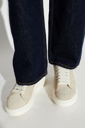 Alexander McQueen Suede Sports Shoes With Logo, Womens, Beige