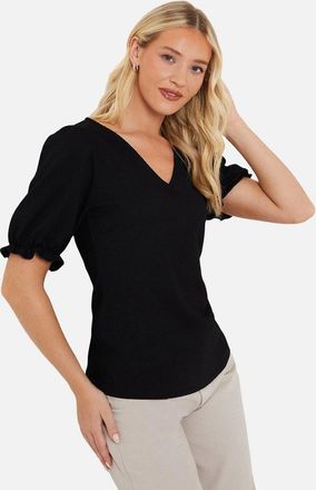 Dorothy Perkins Womens Dorothy Perkins Womens/Ladies V Neck Short-Sleeved Top - Black - Size: 18/16