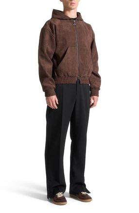 Mani&egrave;re De Voir Cropped Suede Hoodie in Brown at Nordstrom, Size Small