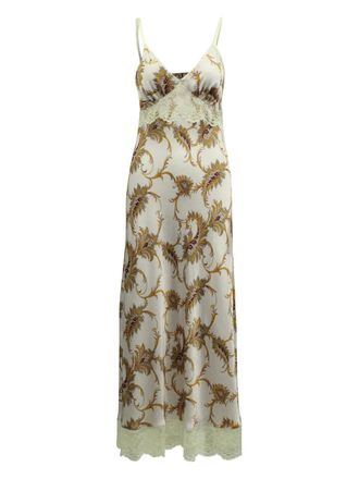 Paco Rabanne floral-print satin slip dress - women - Polyester/Satin - 38 - Purple