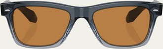 Oliver Peoples Mens N.04 Sun Acetate Rectangle Sunglasses