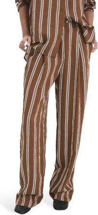 Mango Pantalon Salsi Stripe Straight Leg Pants in Brown at Nordstrom, Size X-Small