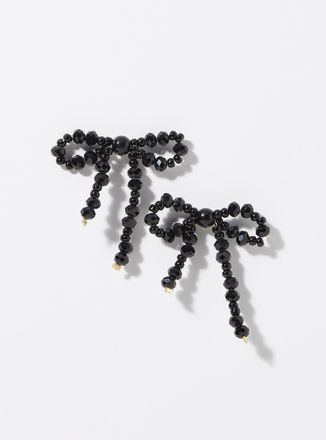 Simons Womens Black bow earrings