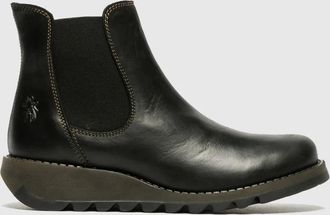 FLY London Salv Womens Chelsea Boots Black Leather - Size UK 9