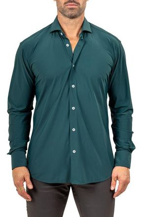 Maceoo Eins Marthy Contemporary Fit Button-Up Shirt in Green at Nordstrom, Size 3