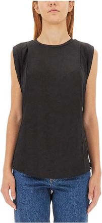 Michael Kors Tops, Dames, Zwart, S, Matte Jersey Mouwloze T-Shirt