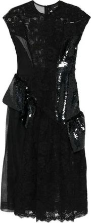 Simone Rocha Jurk met pailletten en ronde hals - Dames - Feestkleedjes - Zwart - 2XS - Pailletten - Kleedjes
