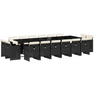 vidaXL Set De Muebles Jard&iacute;n 17 Pzas Con Cojines Rat&aacute;n Sint&eacute;tico Negro Vidaxl