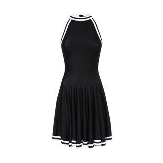 Balmain Short Dresses, female, Black, Size: 2XS Chic Viscose Dress with Contrasting Inserts