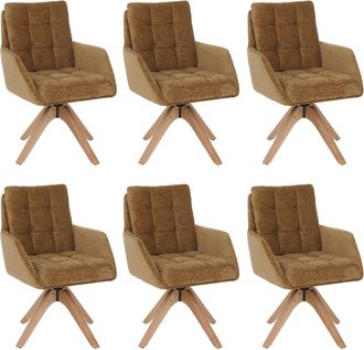 Hhg [nunca Usado] Juego De 6 Sillas De Comedor Hhg-708, Sillas De Cocina, Giratorias, Tejido De Chenilla (680 G/m&sup2;), Certificaci&oacute;n Oeko-tex, Madera Mvg, A