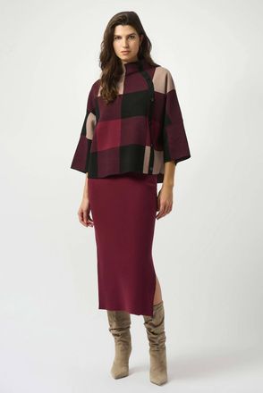 Joseph Ribkoff Safa Sweater Knit Midi Skirt In Merlot
