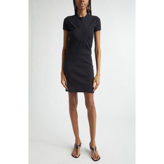 Coperni C-Logo Gathered Organic Cotton Minidress in Black at Nordstrom, Size X-Small