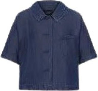 Giorgio Armani Boxy crop shirt - Dames - Spijkeroverhemden - Blauw - XS - Denim - Overhemden