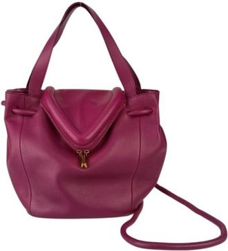 Bottega Veneta Purple Leather Handbag Shoulder Bag Tote Bag (Pre-Owned)