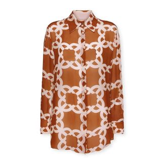 Elena Miro Overhemden, Dames, Bruin, 6Xl, Polyester, Gedrukt shirt