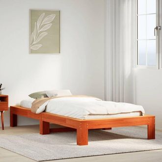vidaXL Vidaxl - Estructura De Cama Sin Colch&oacute;n Madera De Pino Marr&oacute;n 90x200 Cm