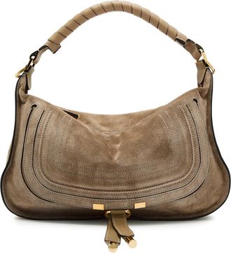 Chlo&eacute; Marcie Small Suede Shoulder bag - Taupe - One Size