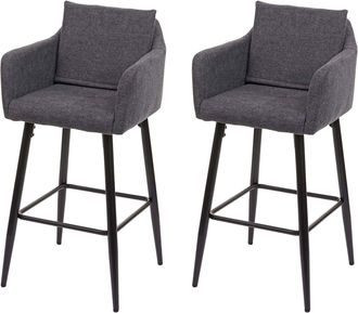 Hhg Hhg - Nunca Usado] Lote De 2 Taburetes De Bar 754, Taburete De Bar Taburete De Mostrador, Reposapi&eacute;s De Metal, Tela/textil Gris Oscuro