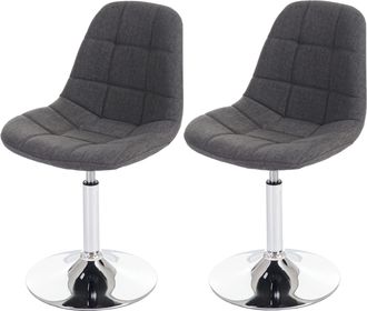 Hhg Lote De 2 Sillas De Comedor Hhg-837, Silla Giratoria, Cromo, Textil Gris Claro