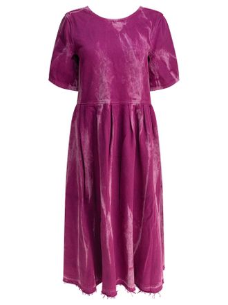 Ganni Womens Denim Midi Dress With Open Back - Fuschia Cotton - Size EU 34 (Womens)