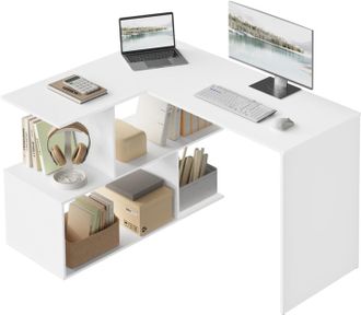 Woltu Woltu Escritorio De Madera Blanca Con 3 Cajones - Estaci&oacute;n De Trabajo (120x60x75 Cm)