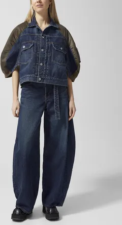 sacai Womens Belted curved wide-leg jean