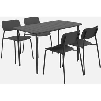 Sweeek Set tavolo da giardino in metallo con 4 sedie