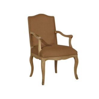 Robin des Bois Sill&oacute;n de estilo cl&aacute;sico en roble y terciopelo de poli&eacute;ster camel dor&eacute;