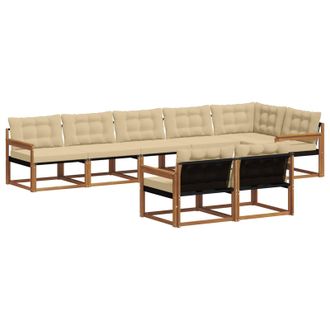 vidaXL Conjunto De Sof&aacute;s De Exterior Con Coj&iacute;n 8 Pcs Natural Y Beige Vidaxl