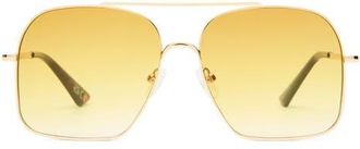 Le Specs Civelle 57mm Gradient Square Aviator Sunglasses in Bright Gold/tort at Nordstrom