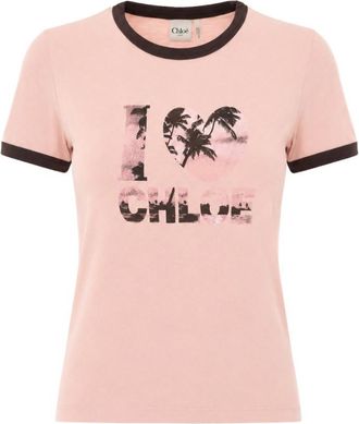Chlo&eacute; Pink Graphic Crew Neck T-Shirt
