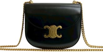 Celine Pre-owned Celine Teen Shiny Calfskin Triomphe Besace Clea Chain Crossbody S-CU-6262