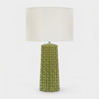 Les Tendances L&aacute;mpara De Mesa De Cer&aacute;mica Con Pantalla Gliss - Verde Oscuro