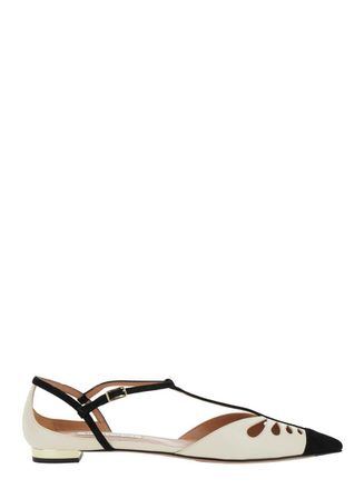 Aquazzura Camille White Ballet Shoes With Cut-Out Detail In Leather Woman