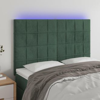 vidaXL Cabecero Con Luces Led Terciopelo Verde Oscuro 144x5x118/128 Cm Vidaxl