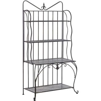 Beliani Scaffale da Giardino con 4 Ripiani in Metallo Nero Vintage Retro Pavona